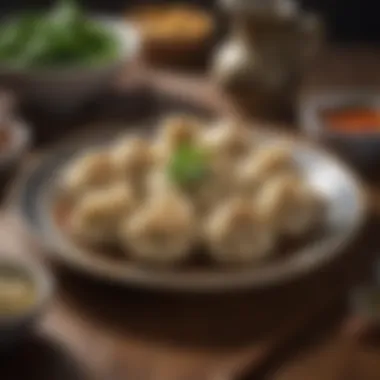 A beautifully arranged plate of vegetarian dumplings, highlighting cultural significance.