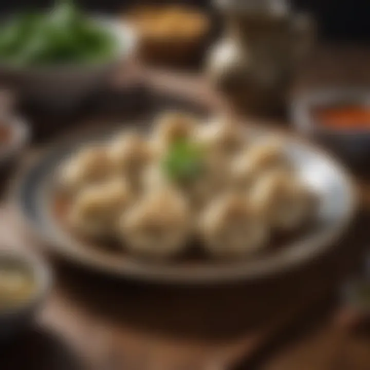 A beautifully arranged plate of vegetarian dumplings, highlighting cultural significance.