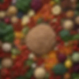 A colorful assortment of fresh vegetables and grains