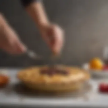 An elegant pie crust being filled with fresh ingredients, highlighting creativity in cooking.