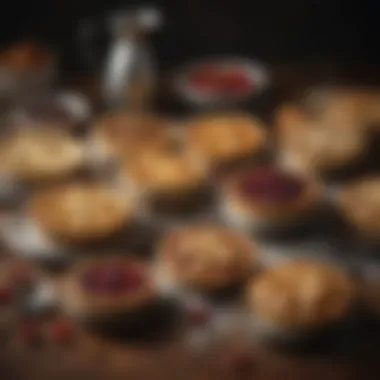 A beautifully arranged dessert table featuring assorted sweet pies.