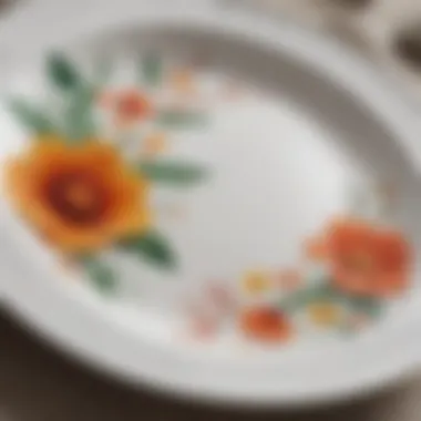 Close-up of a classic Corelle floral pattern on a dinner plate