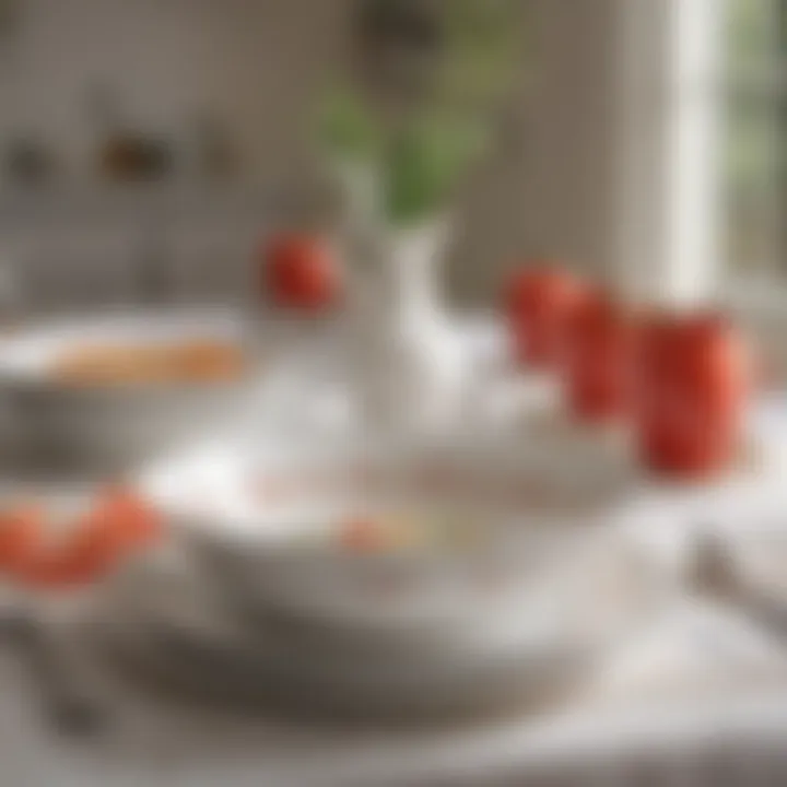 Display of vintage Corelle dinnerware in a modern dining setting