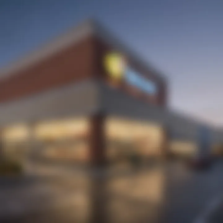 Exterior view of Walmart on Walnut showcasing its modern architecture and bustling entrance.