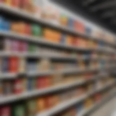 A close-up of a clearance shelf showcasing various marked-down products