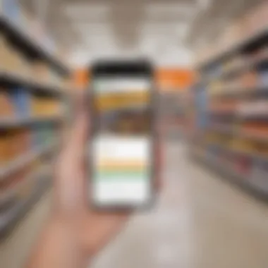 A smartphone displaying a price checker app in a Walmart store