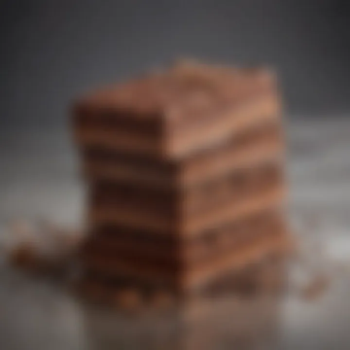 Close-up view of the WW Triple Decker Chocolate Bar showcasing its layered texture and rich chocolate coating.