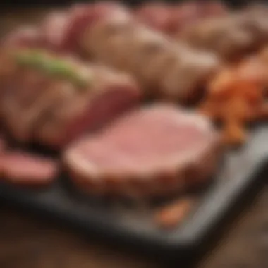 A selection of cooked meats that are healthy for dogs.