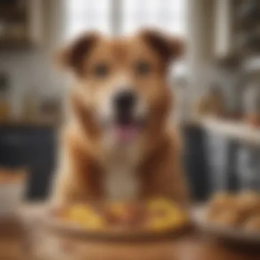 A happy dog receiving a treat from a caring owner.