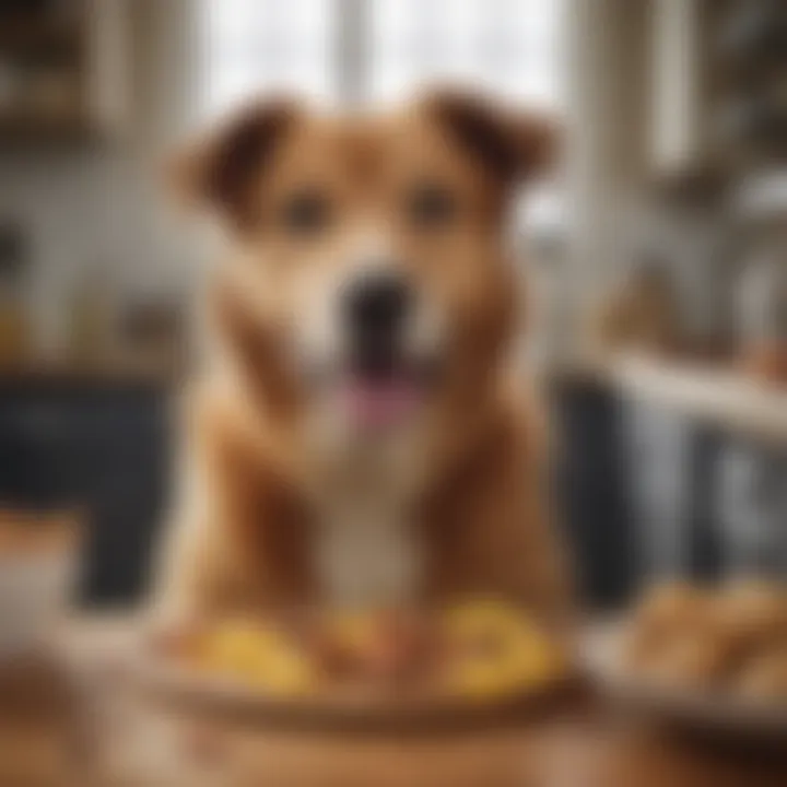 A happy dog receiving a treat from a caring owner.