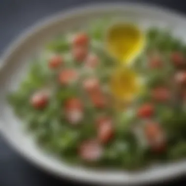 A Refreshing Herb Salad drizzled with Olive Oil Close-up of a fresh herb salad with olive oil dressing