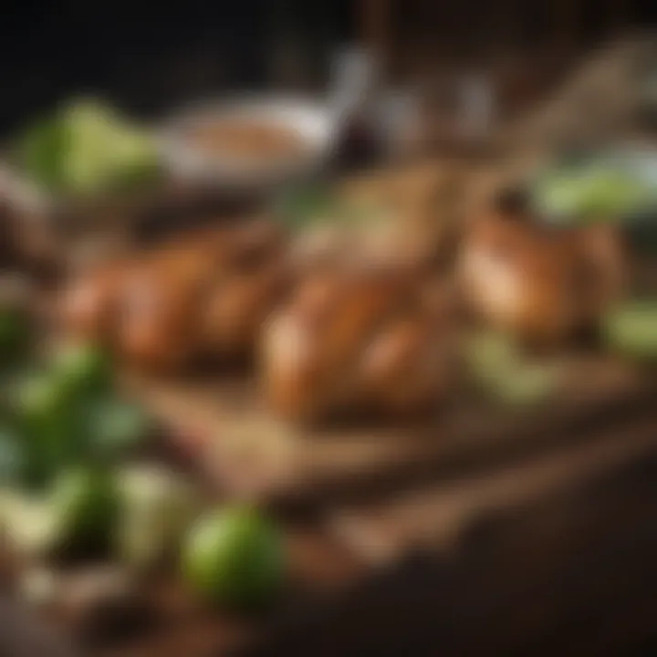 A rustic kitchen setting featuring ingredients for ginger lime chicken