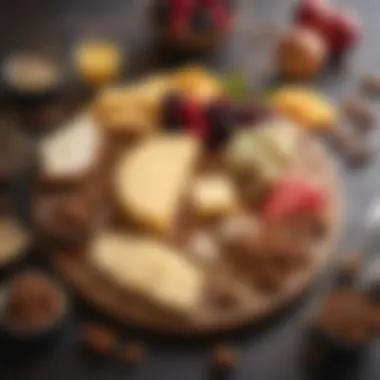 Gouda Cheese Board A vibrant cheese board featuring Gouda paired with fruits and nuts
