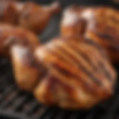 A beautifully grilled chicken showcasing the caramelization from the Cornell marinade.