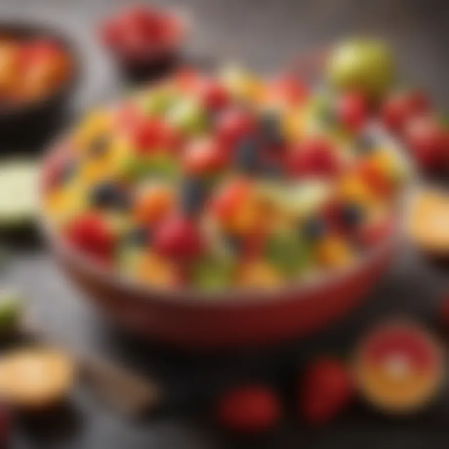 Colorful fruit salad made with fresh seasonal fruits