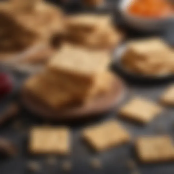 A selection of whole grain crackers paired with cheese, exemplifying tasty and healthy snacks.