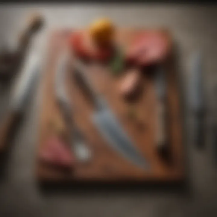 A well-maintained cleaver alongside honing tools and oil for care