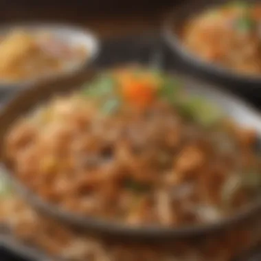 A close-up of a flavorful Pad Thai being served from the truck