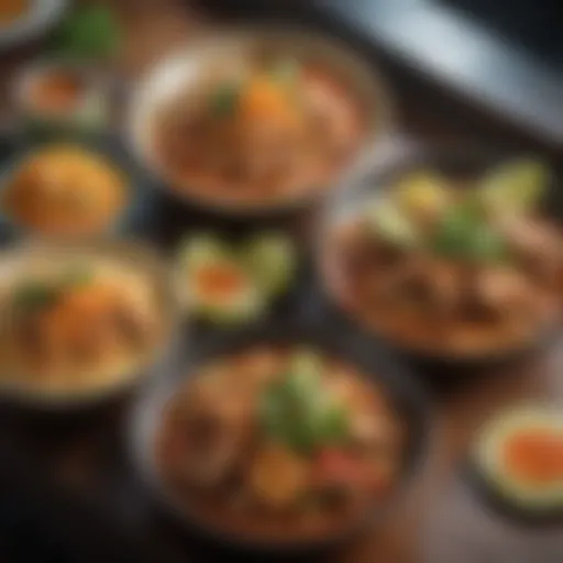 An array of vibrant Thai dishes served from the food truck
