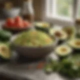 Fresh avocados and seasonings arranged on a countertop