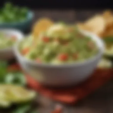Garnished Guacamole Ready to Enjoy A bowl of creamy guacamole garnished with cilantro