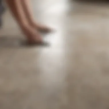 Application of homemade cleaner on tile flooring