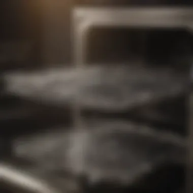 Natural Cleaning Solution on Racks Vinegar and baking soda solution applied to oven racks
