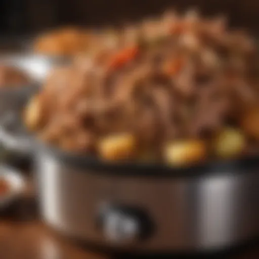 Tender and succulent pulled pork in a crock pot