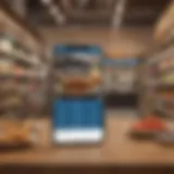 Conceptual blueprint of a shopping app showcasing user interface design