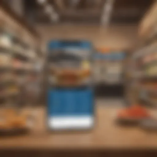 Conceptual blueprint of a shopping app showcasing user interface design