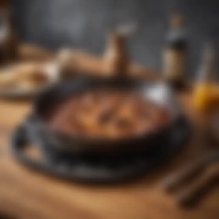 A well-maintained cast iron skillet on a kitchen countertop