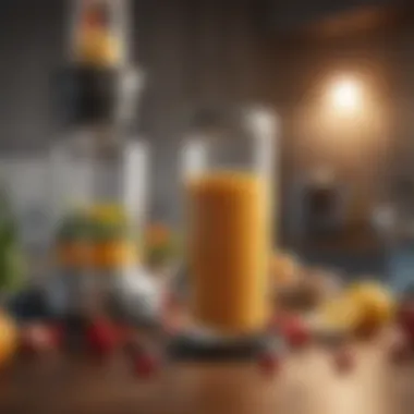 Blender showcasing its interior with ingredients inside