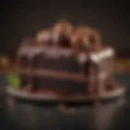 Rich chocolate cake topped with glossy ganache