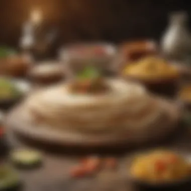 Artistic Tortilla Presentation with Fillings An artistic arrangement of tortillas with various fillings on display.