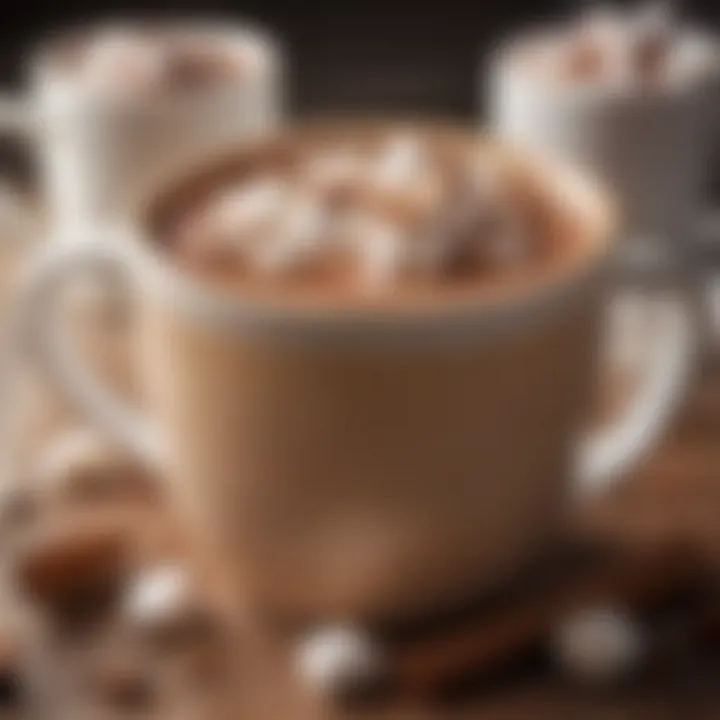 A close-up of hot cocoa with marshmallows and a sprinkle of cinnamon