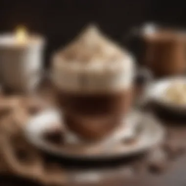 Indulgent Hot Cocoa Presentation A rich cup of hot cocoa topped with whipped cream and chocolate shavings