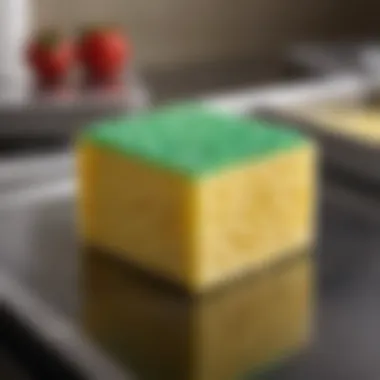 Clean and Sterilized Sponge A clean, sterilized sponge ready for use in the kitchen.