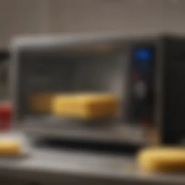 Microwave with a sponge inside, demonstrating the sterilization process.