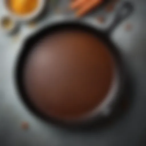 Close-up of HSN cast iron skillet showcasing its smooth surface and unique design.
