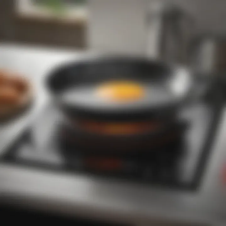 Close-up of the induction cooktop demonstrating efficient heat distribution