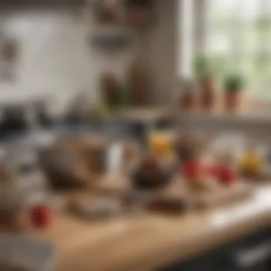 An organized kitchen countertop showcasing essential tools