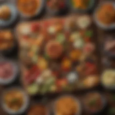 Dazzling Appetizer Spread An array of colorful appetizers elegantly displayed on a table