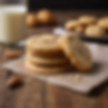 Freshly baked almond flour cookies on a wooden table