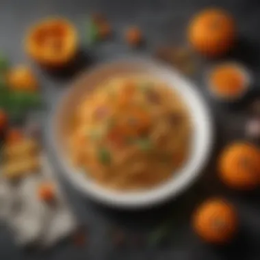 Pumpkin-infused pasta plated with vibrant vegetables