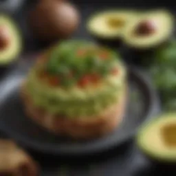 A vibrant avocado toast topped with fresh herbs and a sprinkle of chili flakes.