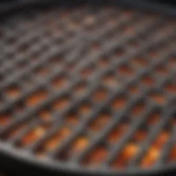 A close-up view of a robust iron grill plate showcasing its texture.