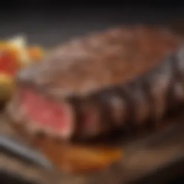 A close-up of a buffalo steak showcasing its rich texture and color.