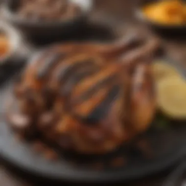 A beautifully grilled jerk chicken showcasing smoky flavors