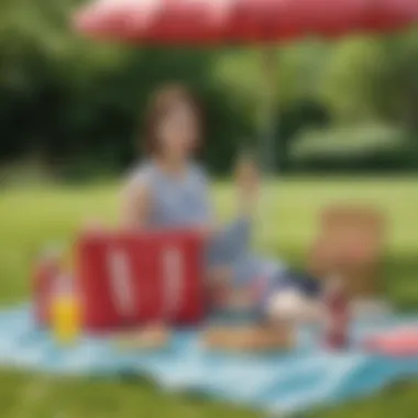 Casual Picnic Setting with Kate Spade Out To Lunch Bag Kate Spade Out To Lunch Bag being used in a casual picnic setting
