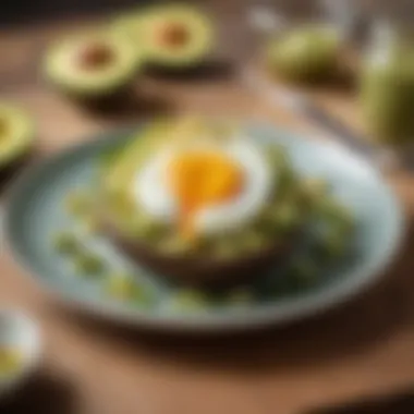 Avocado and Egg Delight Delicious plate of avocado and egg, a perfect representation of keto cuisine